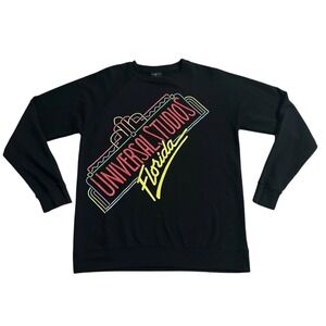 Universal Studios Florida Sweatshirt Adult Large Black Neon Pullover Long Sleeve